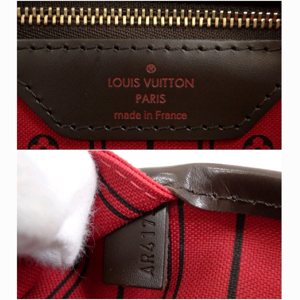 💕Louis Vuitton Tote Bag Neverfull MM Damier Ebene "Cherry RED Interior" - Picture 14 of 16